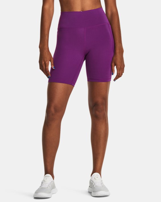 Women's UA Meridian 7" Bike Shorts, Purple, pdpMainDesktop image number 0